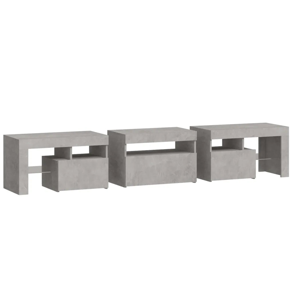 Mobile Porta TV con Luci LED Grigio Cemento 200x36,5x40 cm 3152813
