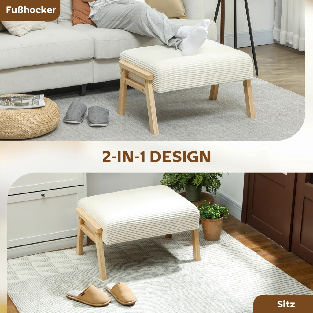 Sgabello imbottito con cuscino in tessuto corda ¨C zephmum ¨C crema