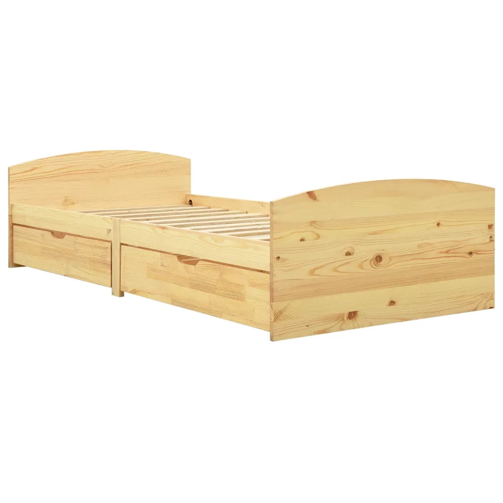 Giroletto con 2 Cassetti in Legno Massello di Pino 90x200 cm 322154