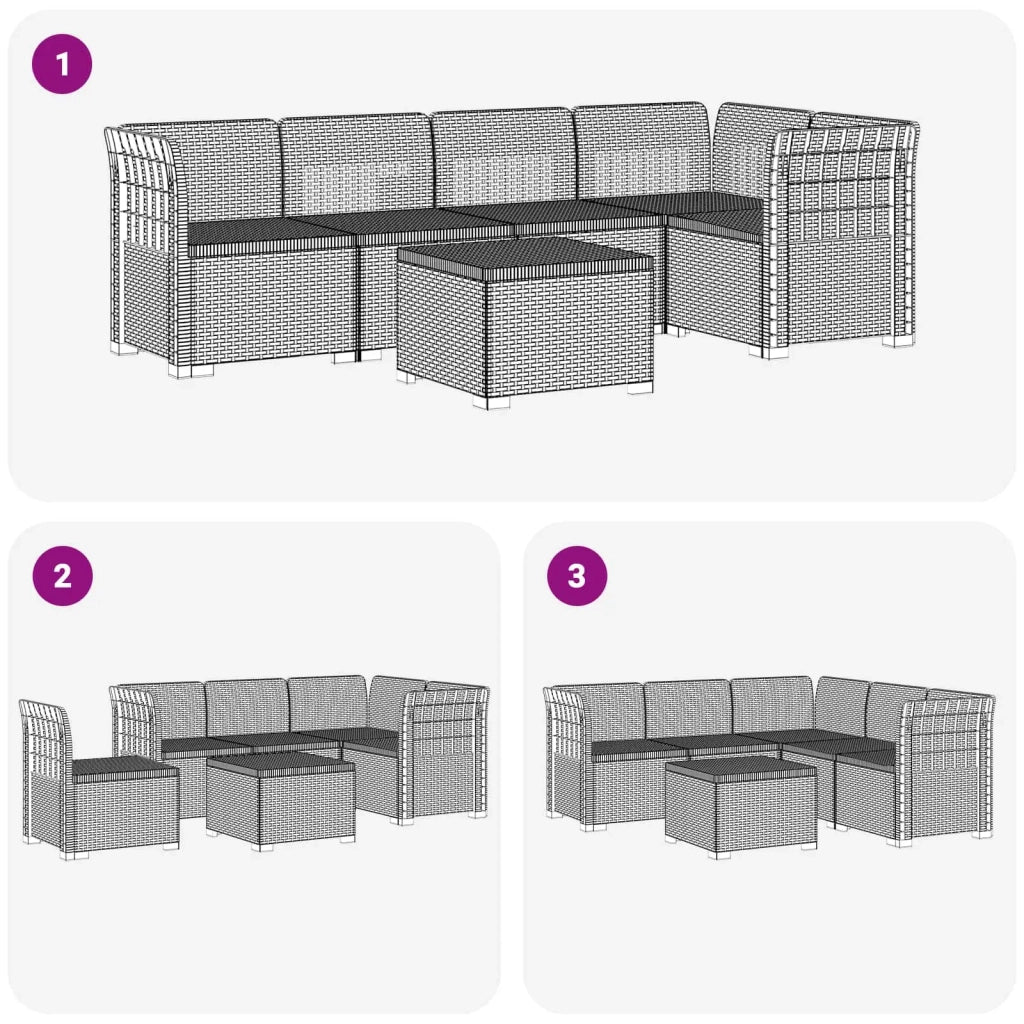 Divano da Giardino 5 Posti Stile Rattan PP Bianco 3444068