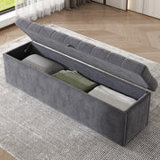 Panca contenitore in velluto grigio 138 x 41 x 42 cm