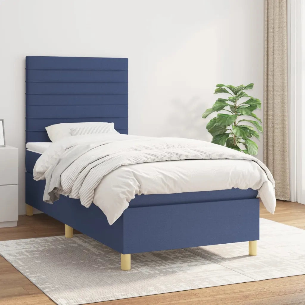 Giroletto a Molle con Materasso-Struttura Letto Blu 90x200 cm inTessuto 795335