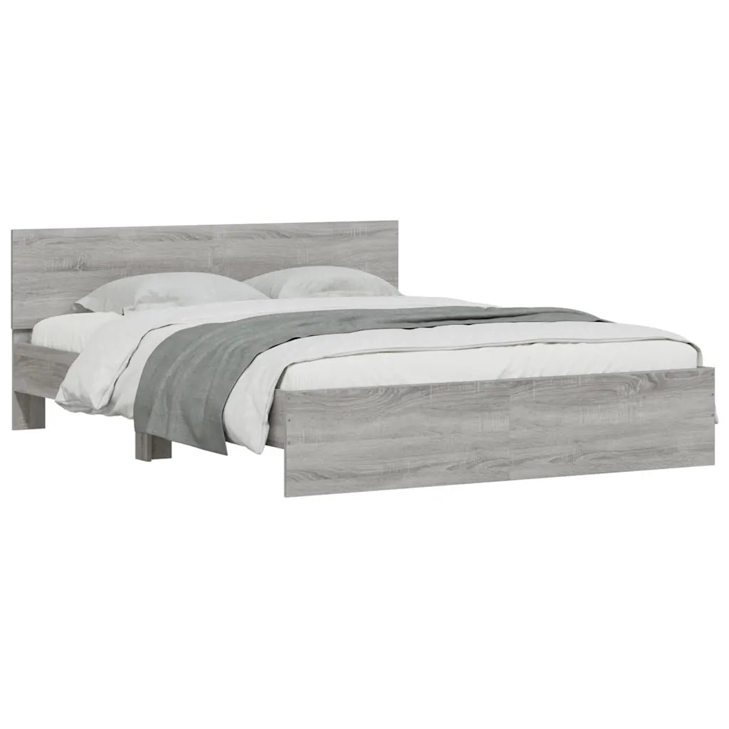 Giroletto con Testiera e LED-Struttura Letto con testiera Grigio Sonoma 150x200 cm 725316