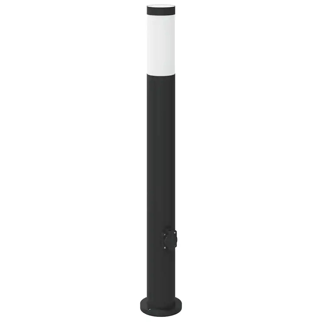 Lampada a paletto con presa elettrica 80 cm Acciaio Inox IP44 4006037