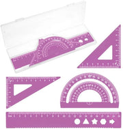 Set di Strumenti Geometrici da 4 pezzi - Regolo Metallico - Regolo in Alluminio - Strumento Matematico - Leggero e Sostenibile - Per Disegnare e Misurare - Strumenti di Misura