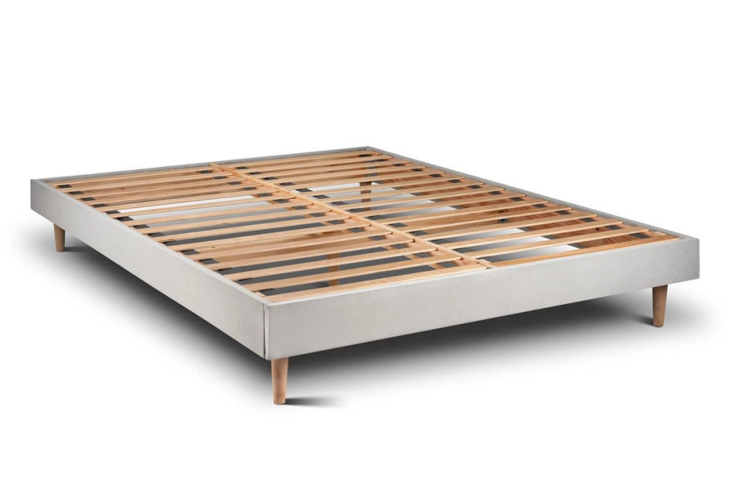 Letto 140x190 cm con testiera imbottita - Tessuto velluto