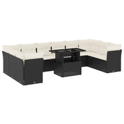 Set Divani da Giardino 11 pz con Cuscini in Polyrattan Nero 3266856