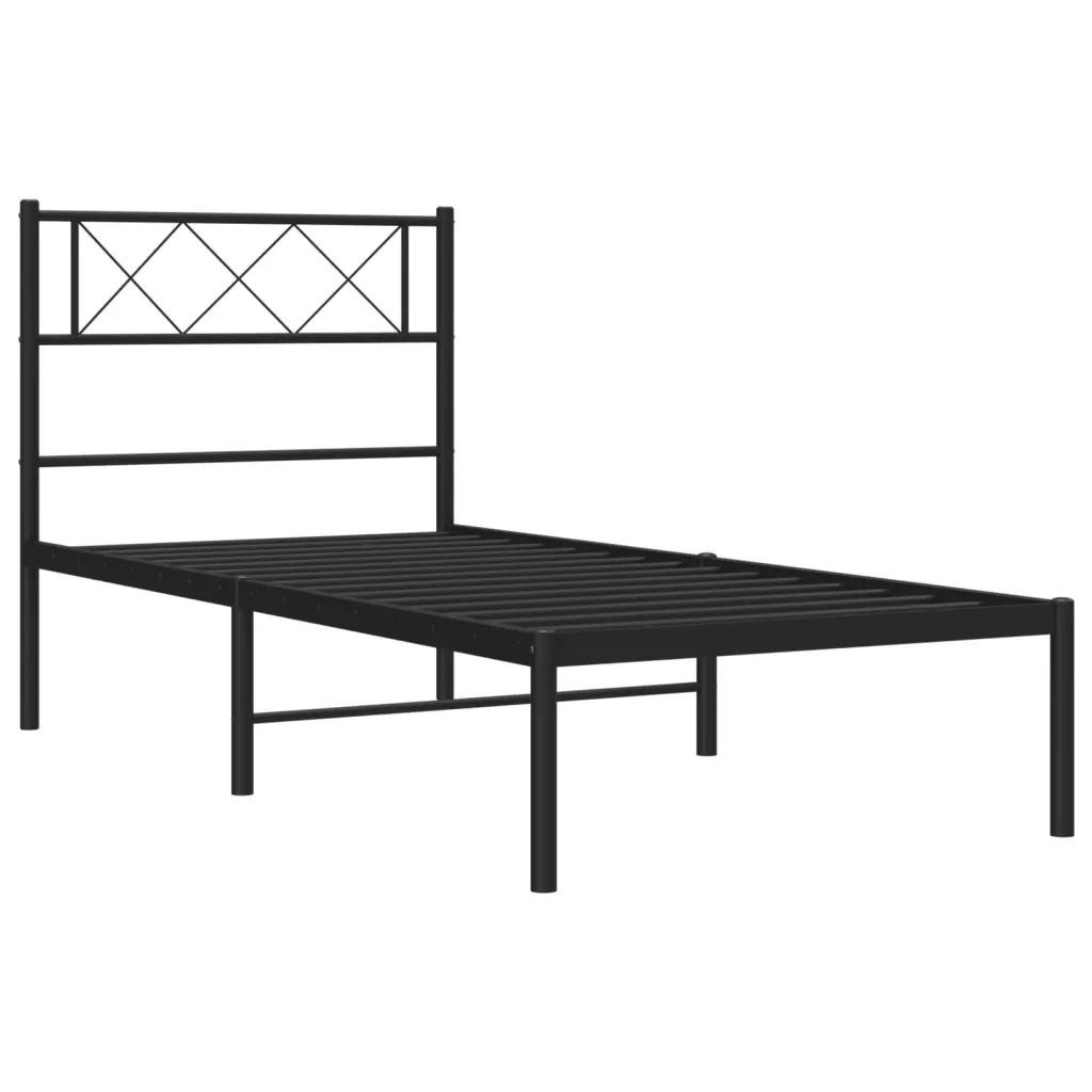 Giroletto con Testiera-Struttura Letto con testiera in Metallo Nero 75x190 cm 380903