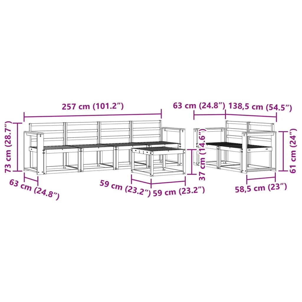Set di divani da esterno 7 pcs Bianco 59 x 59 x 37 cm 3387283