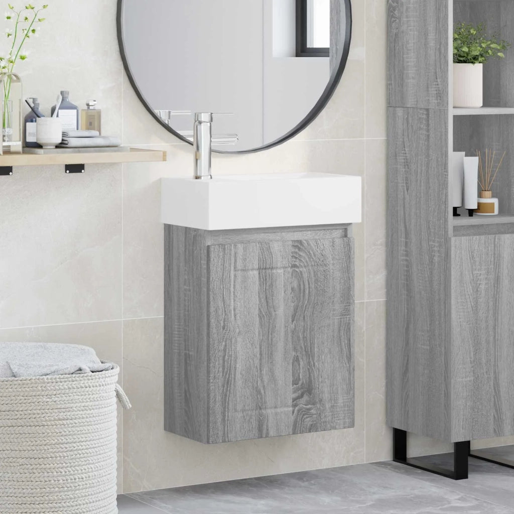 Mobile bagno con rubinetto Sonoma grigio 45,5 x 25,5 x 84 cm 889487