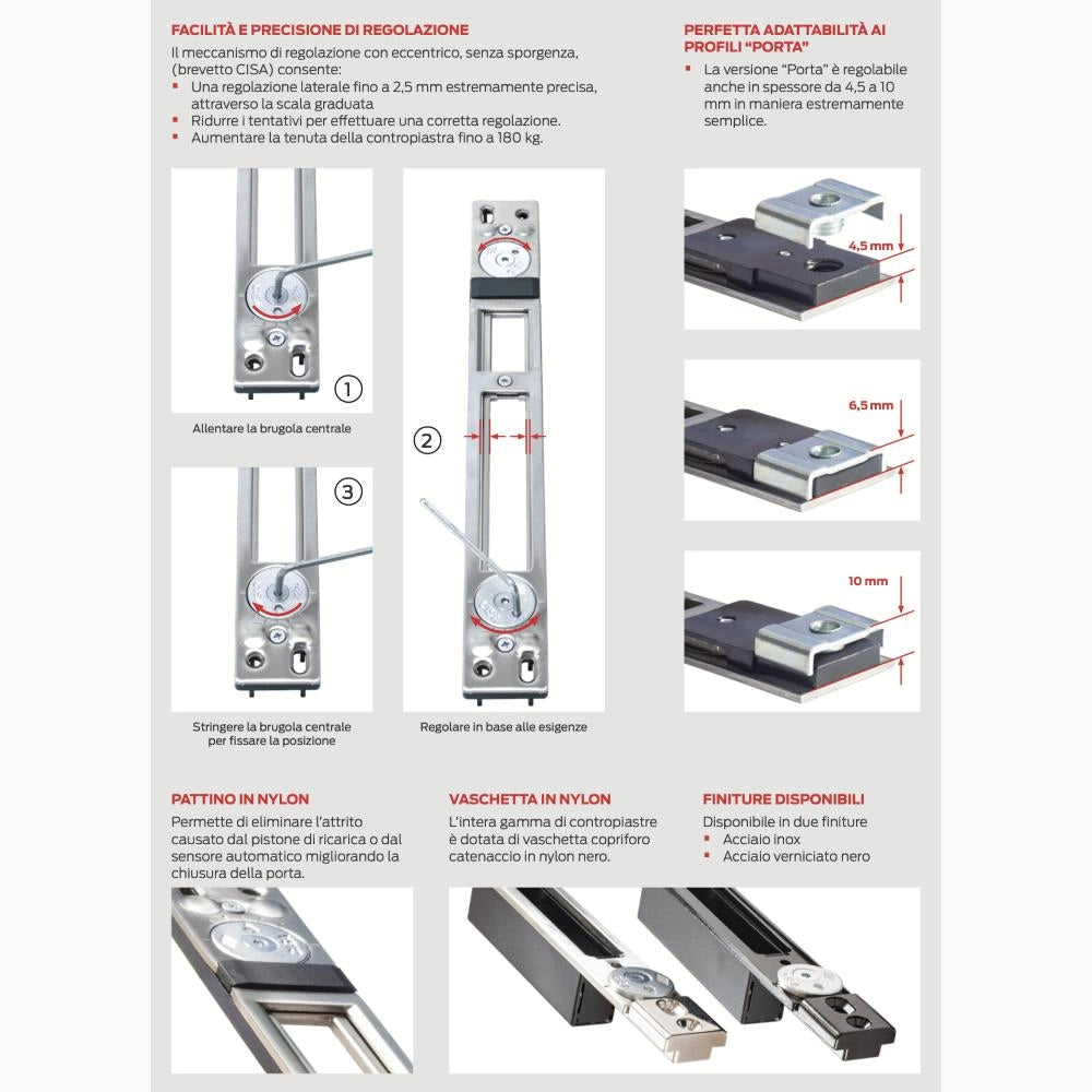 Contropiastra Regolabile in metallo per Serrature Codice CISA 06463.05