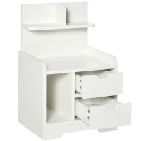 Comodino Multi-Rangement con 2 Cassetti e Vano Scaffale, Legno, Bianco