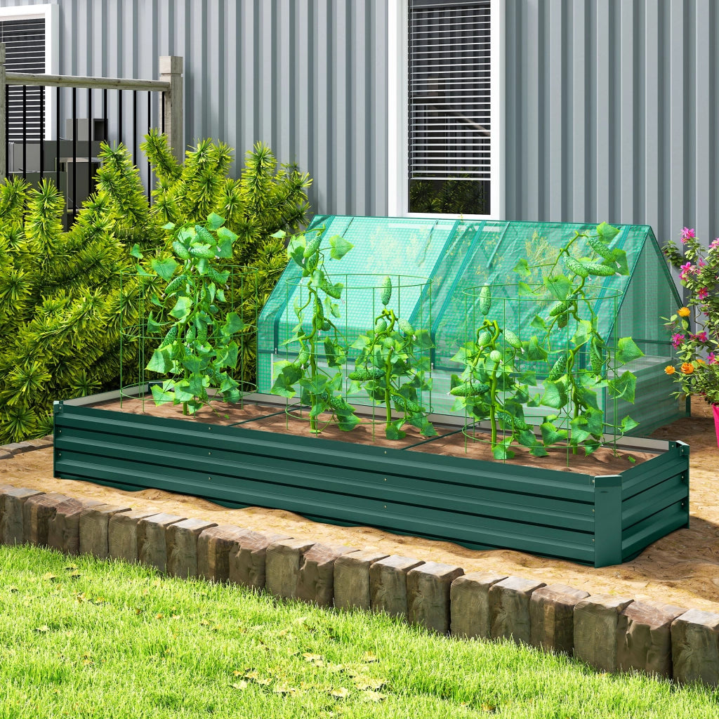 Fioriera da Esterno Grande Rettangolare in Acciaio Galvanizzato ¨C Minimal ¨C Verde 240x60x30 cm