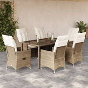 Set da Pranzo da Giardino 7 pz con Cuscini Beige in Polyrattan 3276804