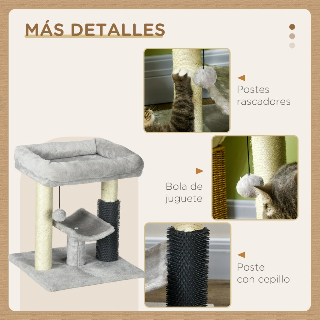 Tiragraffi per Gatti con Cuccia e Palo in Sisal ¨C Xylo ¨C Grigio 40x40x48 cm