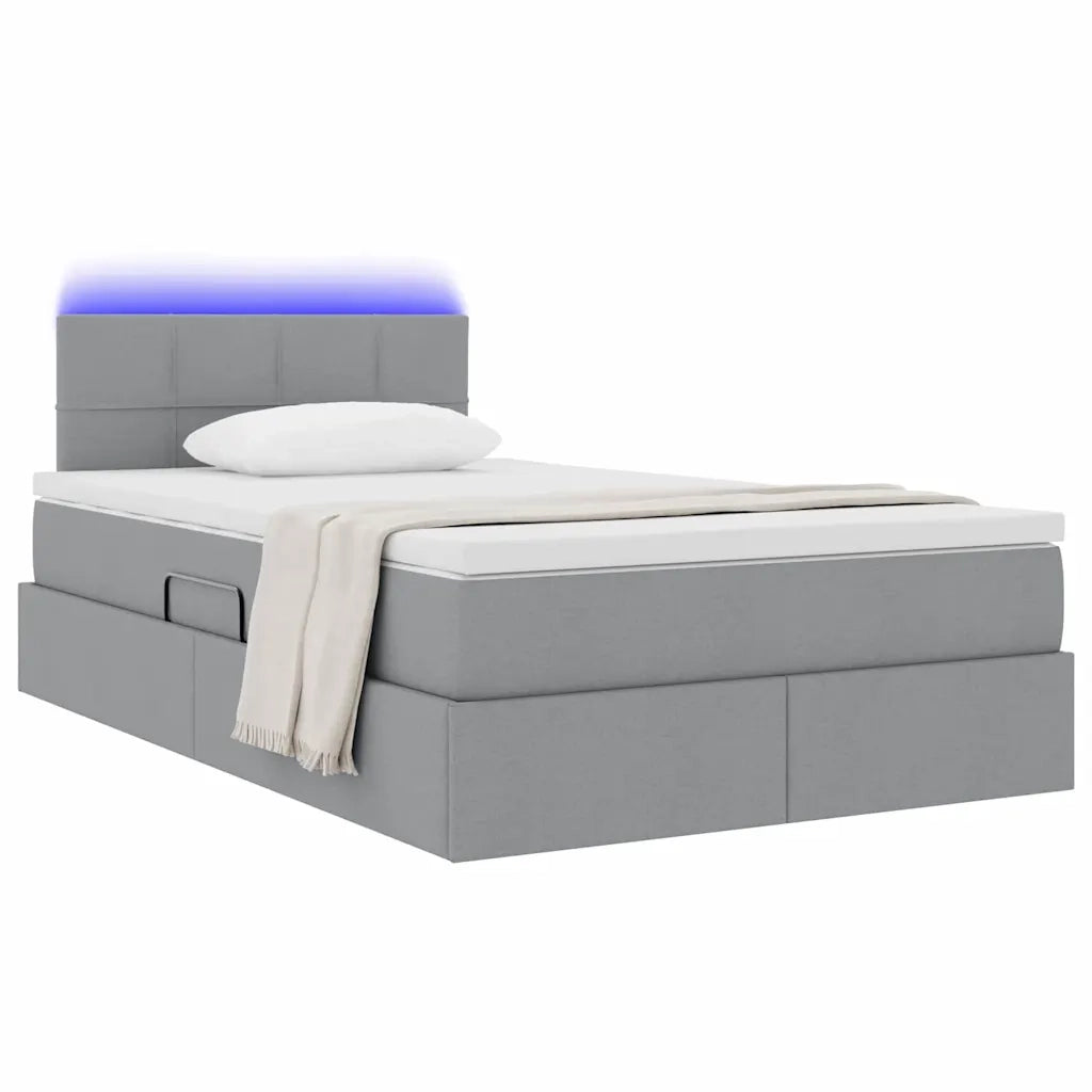 Letto con contenitore LED e materasso Grigio Chiaro