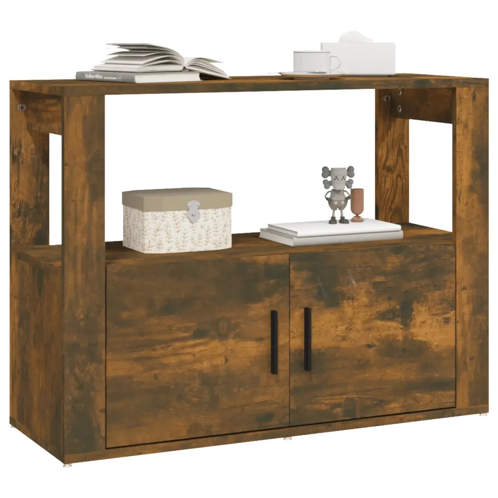 Credenza Rovere Fumo 80x30x60 cm in Legno Multistrato 819457