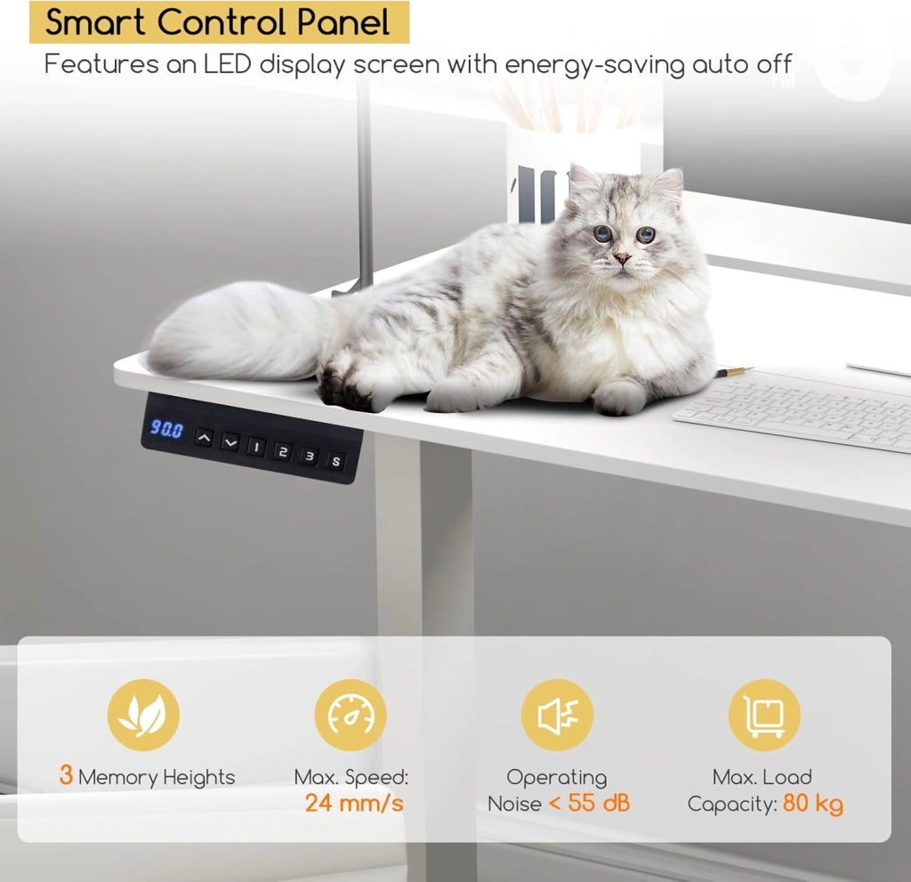 Scrivania seduta in piedi 120 x 60 cm, scrivania elettrica regolabile con pannello di controllo intelligente, scrivania ergonomica con 3 altezze di memoria, supporto per scrivania seduto in