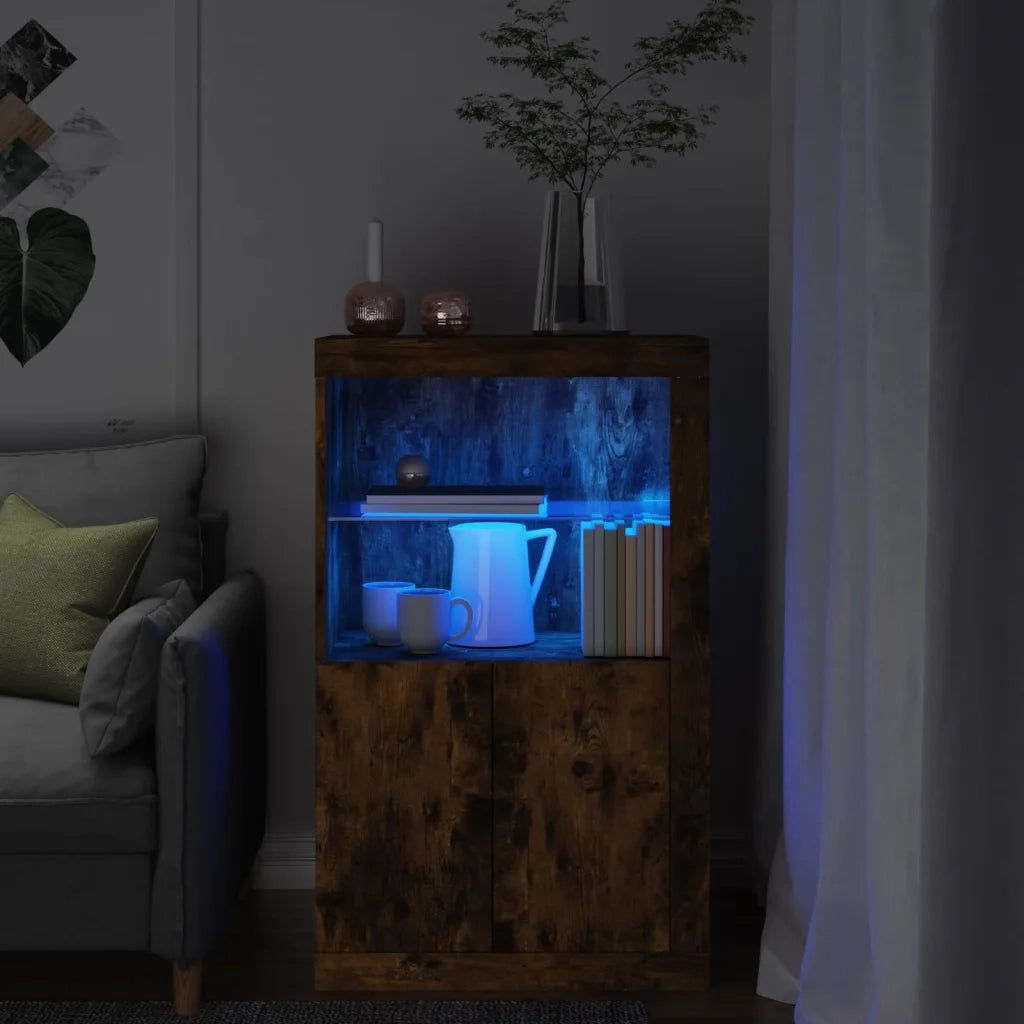 Armadietto con Luci LED Rovere Fumo in Legno Multistratocod mxl 84720