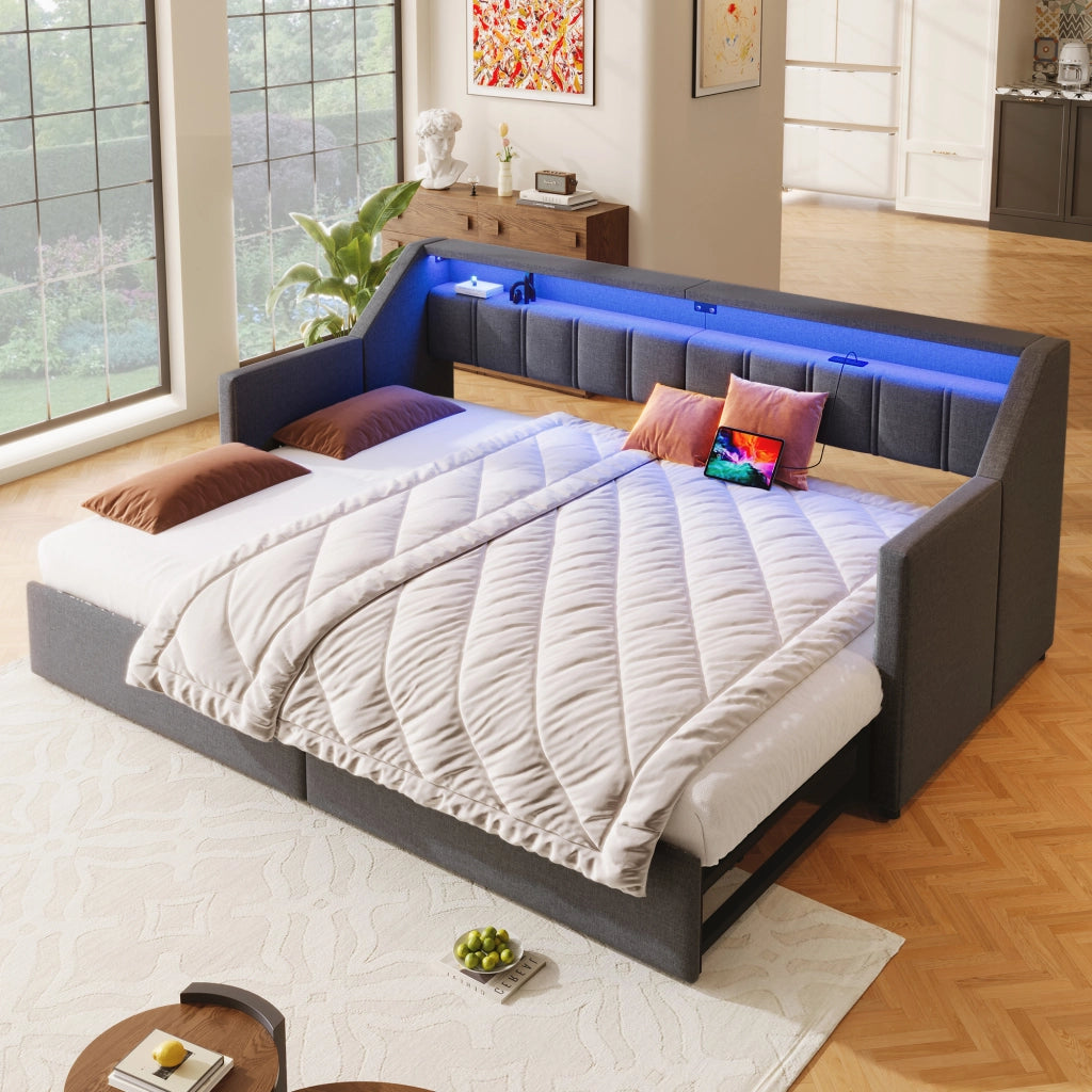 Letto giorno funzionale in lino 90x200 cm