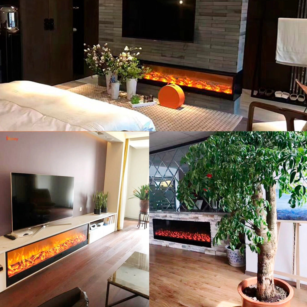 Sined Caminetto Amiata Caminetto Elettrico Da Incasso e Appoggio Da 180 Cm Con Potenza 1500w Nero Camino Da Interno Effetto Fiamma 6 Intensita Telecomando Struttura a Pannelli Laminati a Freddo