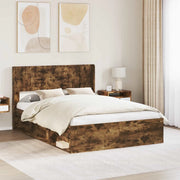 Struttura del letto con stoccaggio e testata Rovere Fumo
