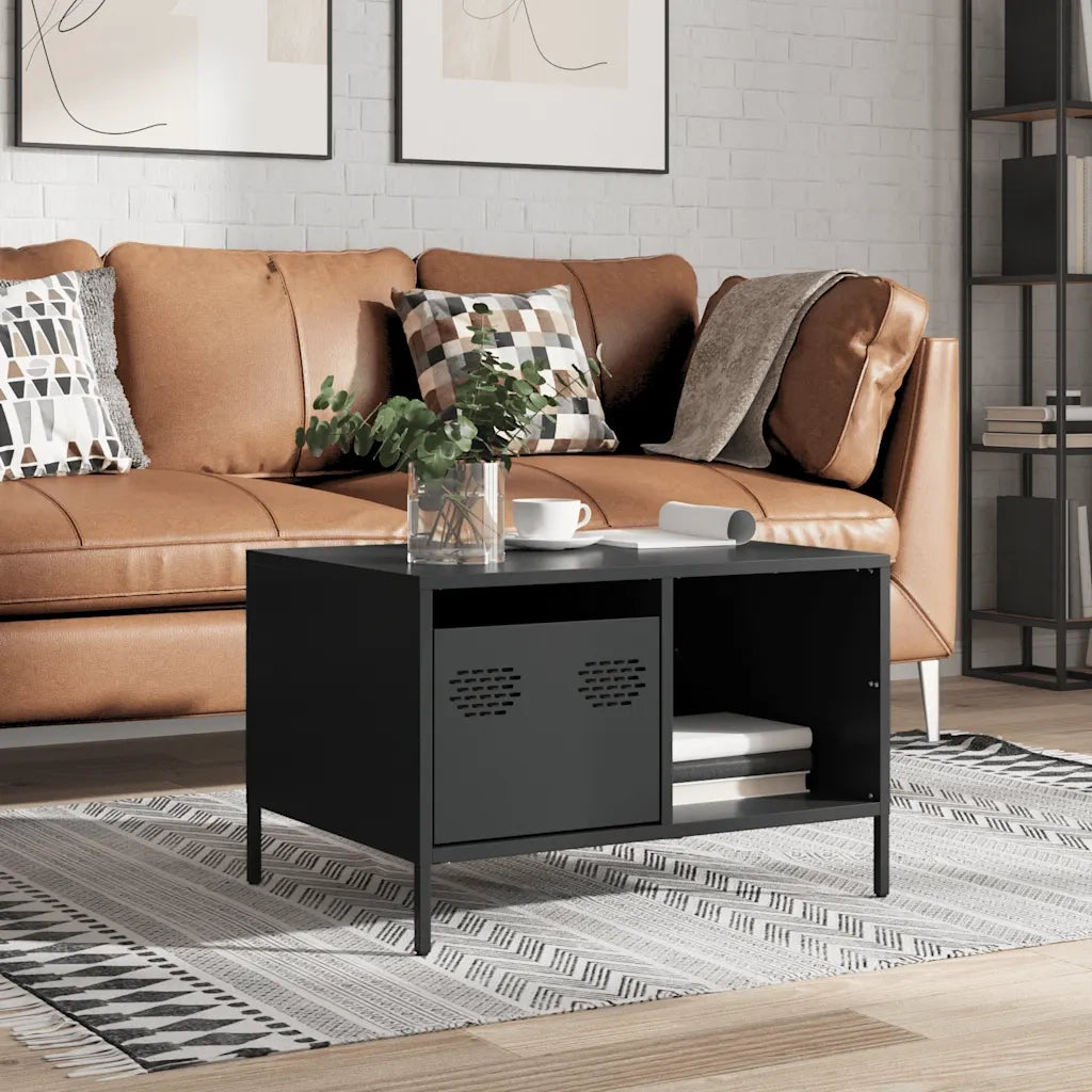 Tavolino Nero 68,5x50x43,5 cm in Acciaio Laminato a Freddo 851280