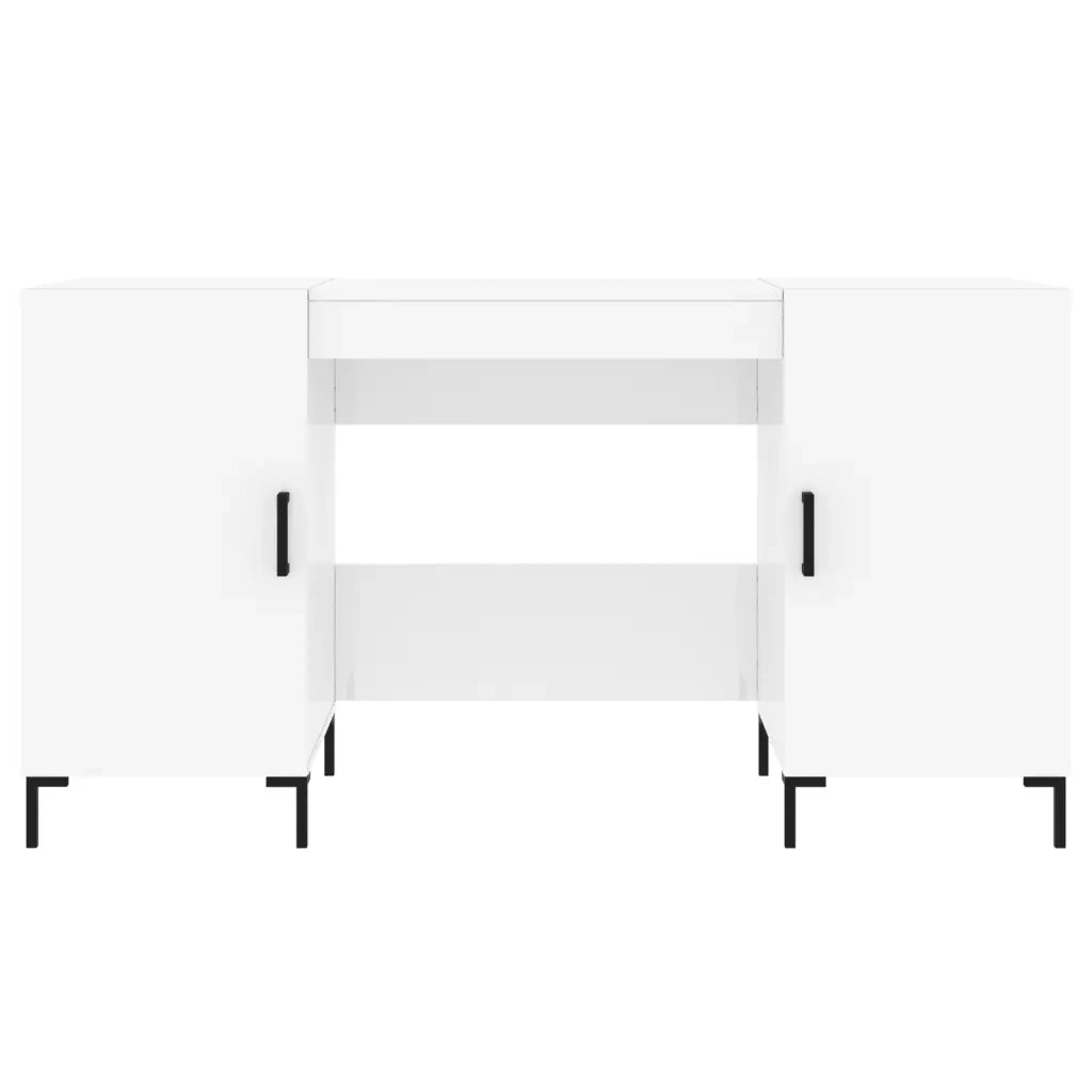 Scrivania Bianco Lucido 140x50x75 cm in Legno Multistrato