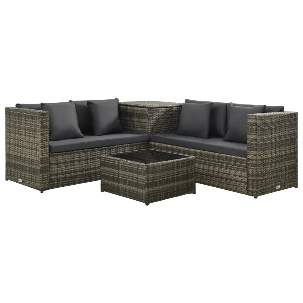 Set Divani da Giardino 4 pz con Cuscini in Polyrattan Grigio cod mxl 37772