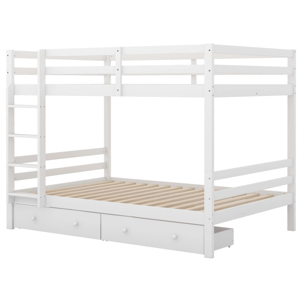 LETTO a castello 140x200 cm in pino e MDF bianco con materasso incluso