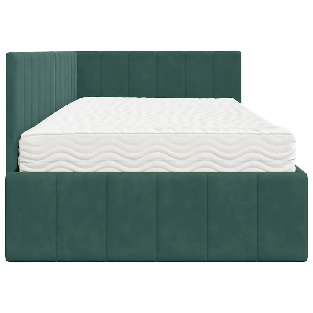 Struttura Letto Angolare con Materasso 2 pcs Verde Velluto 3393870