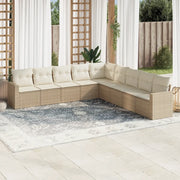 Set Divano da Giardino 9 pz con Cuscini Beige in Polyrattan 3251425
