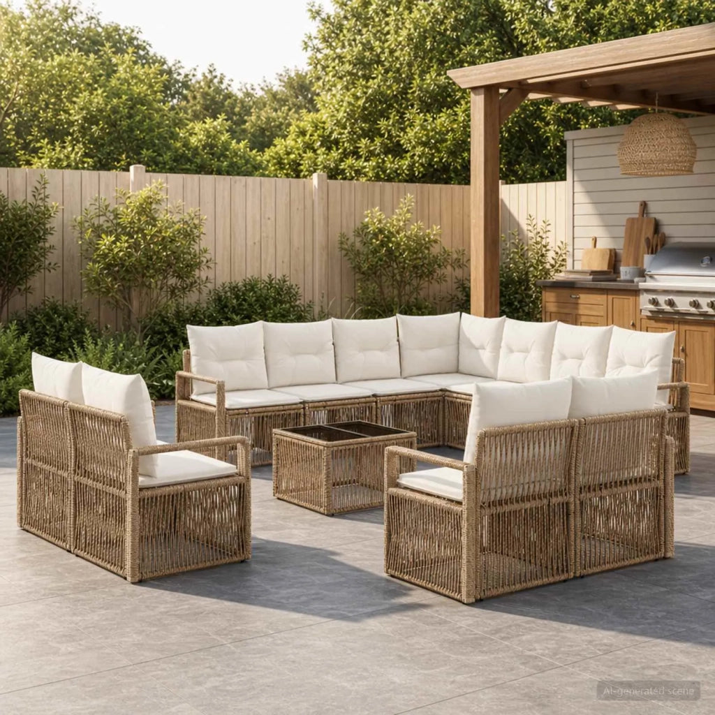 Set Divano da Giardino 12 pcs Beige polyrattan 3435885