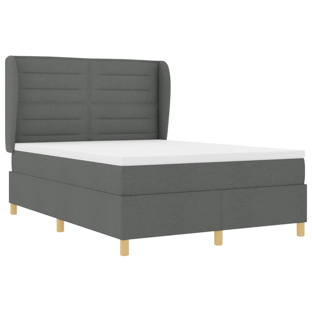 Letto Box Spring con Materasso Grigio Scuro 140x200 cm Tessuto