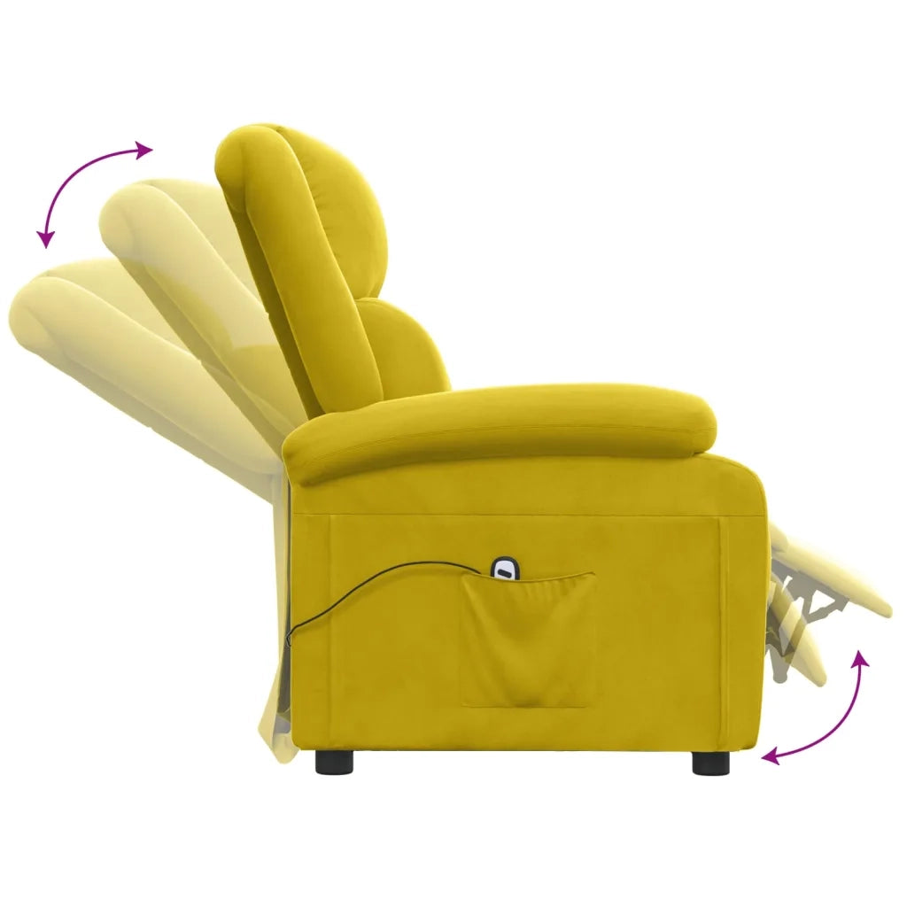 Poltrona Reclinabile Elettrica Gialla in Velluto 3098400