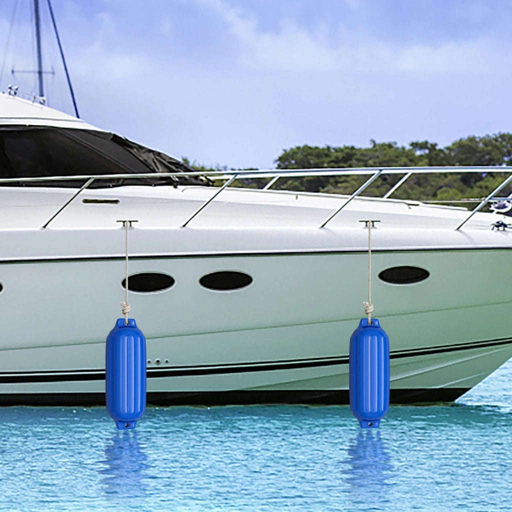 Parabordi barca gonfiabile per l¡¯attracco in PVC di 4 pezzi, Set di parabordi per barca a 2 anelli Blu-Sport acquatici