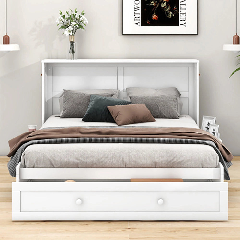 Letto a scomparsa con cassetti - Xylo - 140x200 cm - Bianco