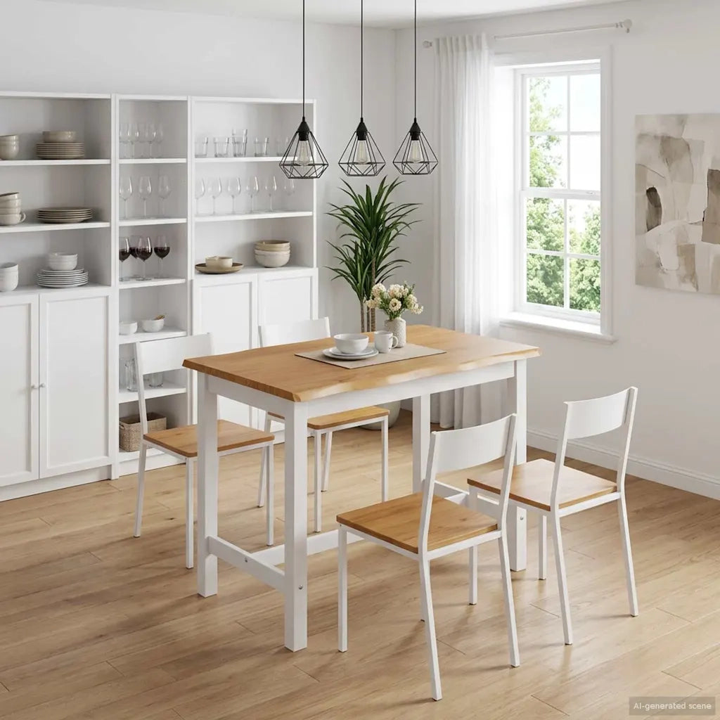 VidaXL Tavolo Alto EKAI Bianco 112 x 70 x 91 cm Legno Massello di Pino 42037014