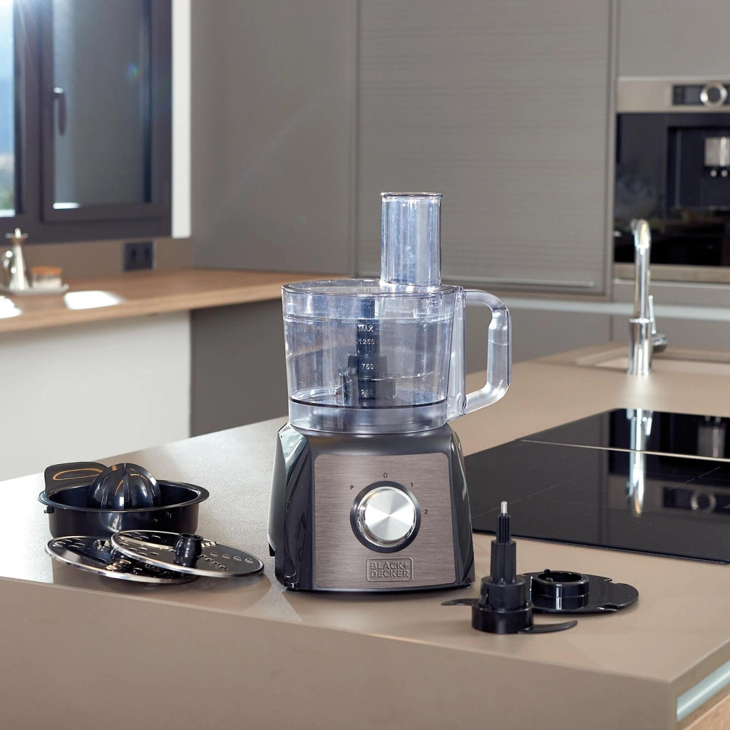 Black & Decker BXFPA1200E robot da cucina 1200 W 1,5 L Nero, Acciaio inossidabile