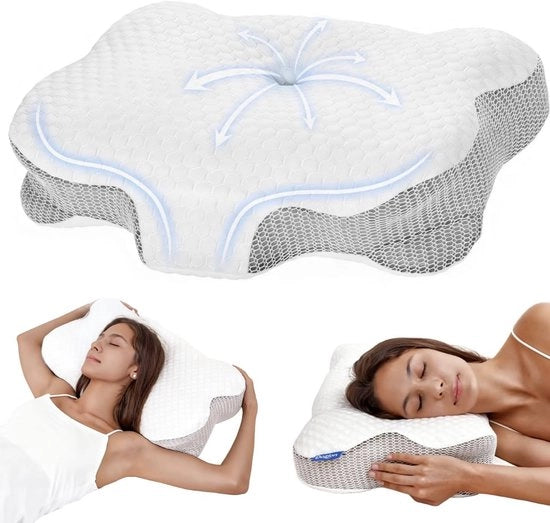 Cuscino a forma di nuvola ergonomico per il collo, cuscino per dormire sulla schiena e sul fianco, cuscino per dormire sulla pancia, cuscino per schiena e collo, cuscino per dormire in posizione laterale.