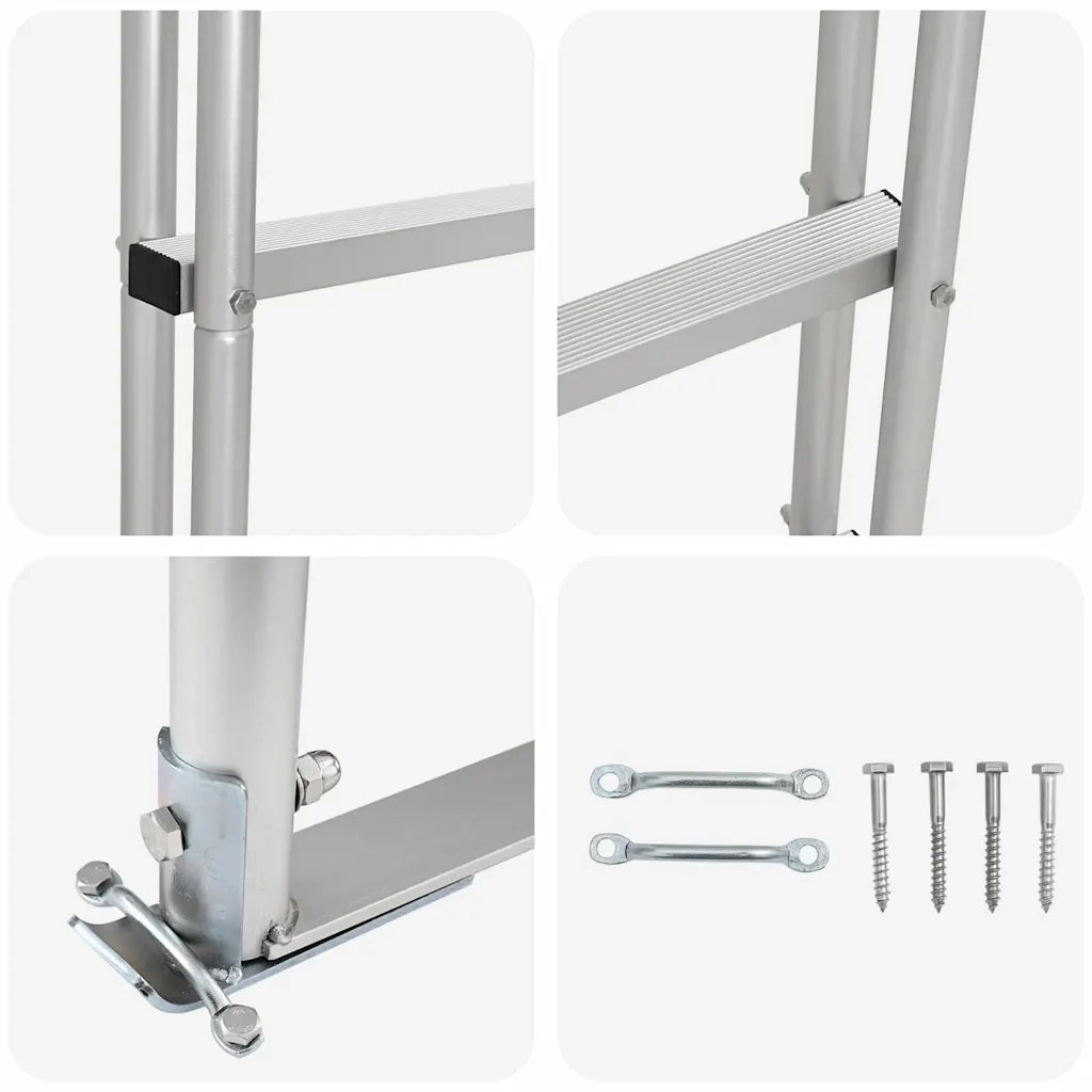 Scala da molo a 3 gradini Argento 45 x 11,5 x 134 cm Alluminio CFW5282930