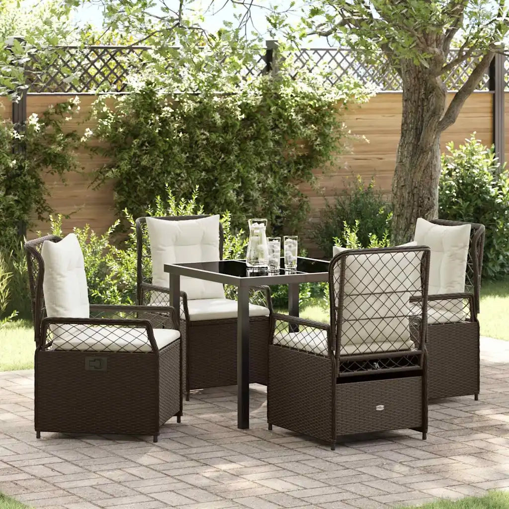 Set da Pranzo per Giardino 5 pcs Marrone polyrattan 3380989