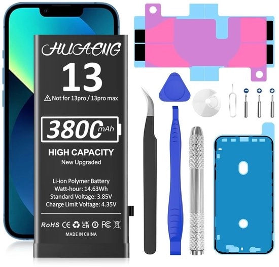Batteria di Ricambio per iPhone 13 - Capacità 3800mAh - Adatto per iPhone 13 - Batteria di Ricambio di Alta Qualità