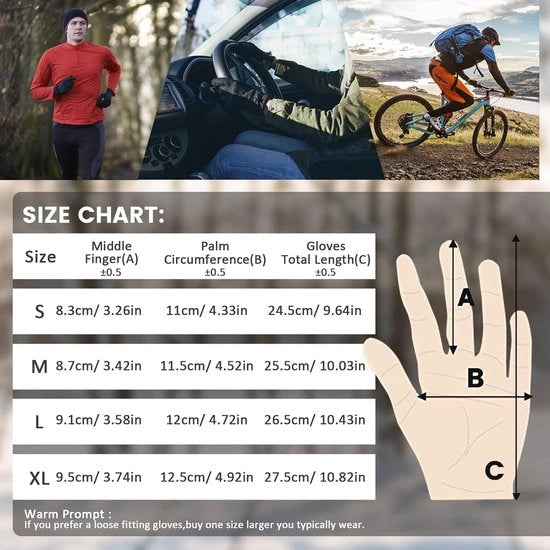 Maniche invernali Unisex Maniche invernali spesse e calde per schermo touchscreen impermeabili per bici da strada e mountain bike con suola antiscivolo e riflessi per attività all'aperto