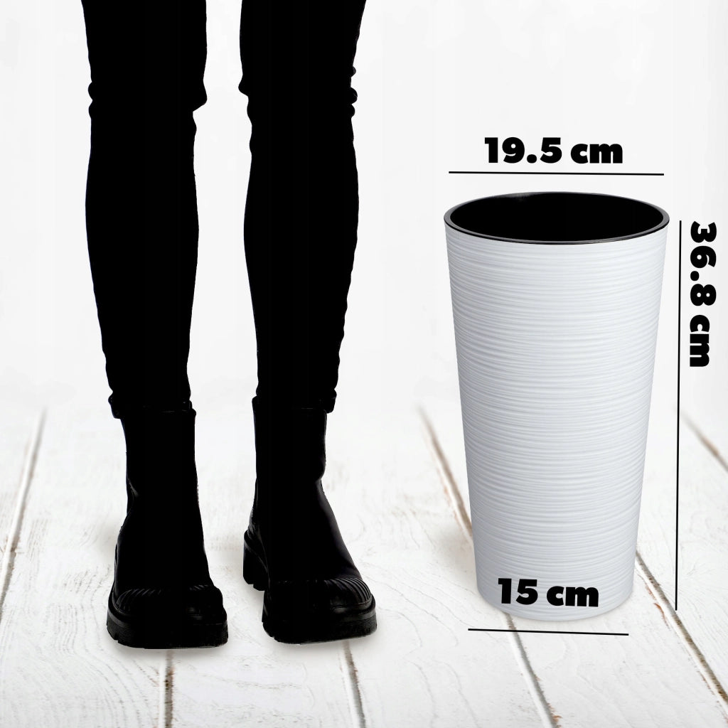 Vaso da fiori KADAX, bianco, alto, con inserto, 36 cm