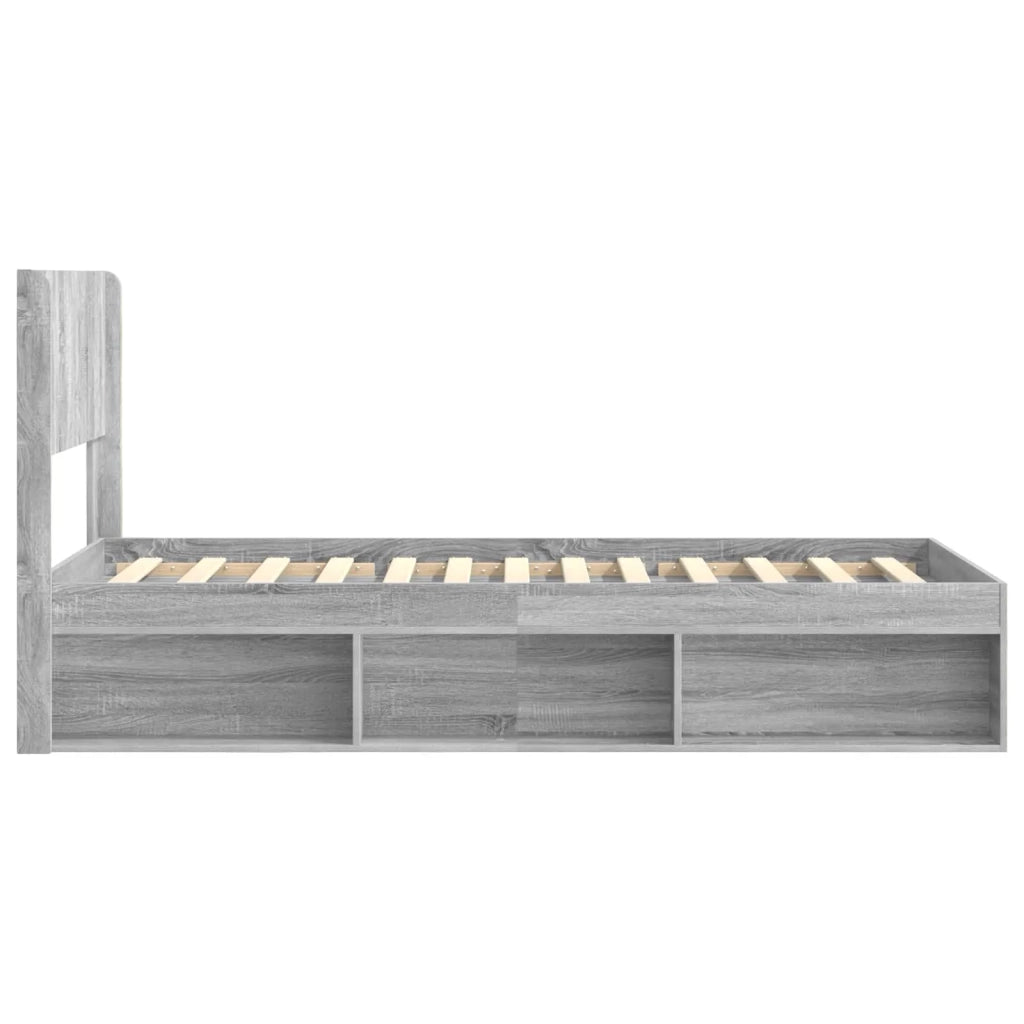 Struttura del letto con stoccaggio e testata Sonoma grigio