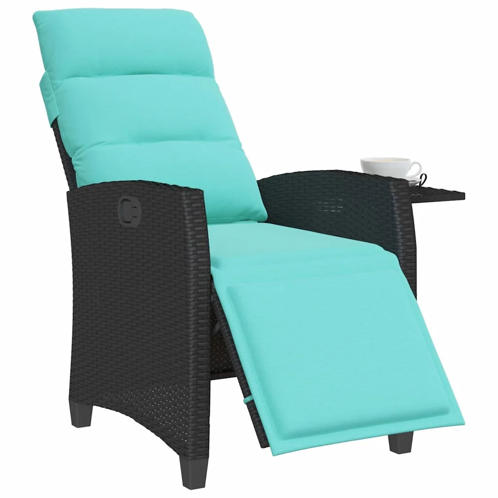 Sedia Reclinabile da Giardino con Tavolino Nera Polyrattan 4108279