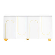 Credenza a 4 ante con rilievo dorato ad arco; 2 vani con ripiani; per soggiorno e sala da pranzo; 140 × 40 × 74 cm