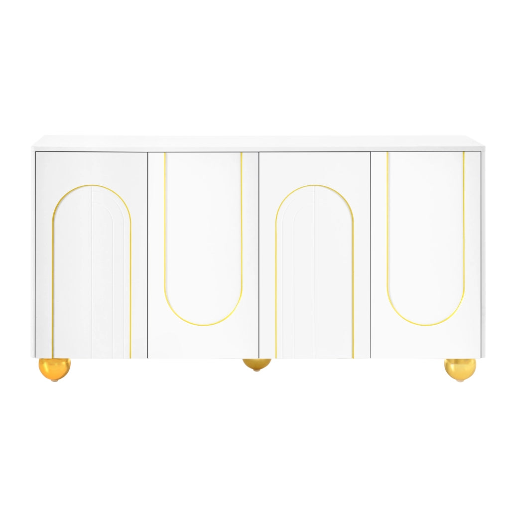Credenza a 4 ante con rilievo dorato ad arco; 2 vani con ripiani; per soggiorno e sala da pranzo; 140 × 40 × 74 cm