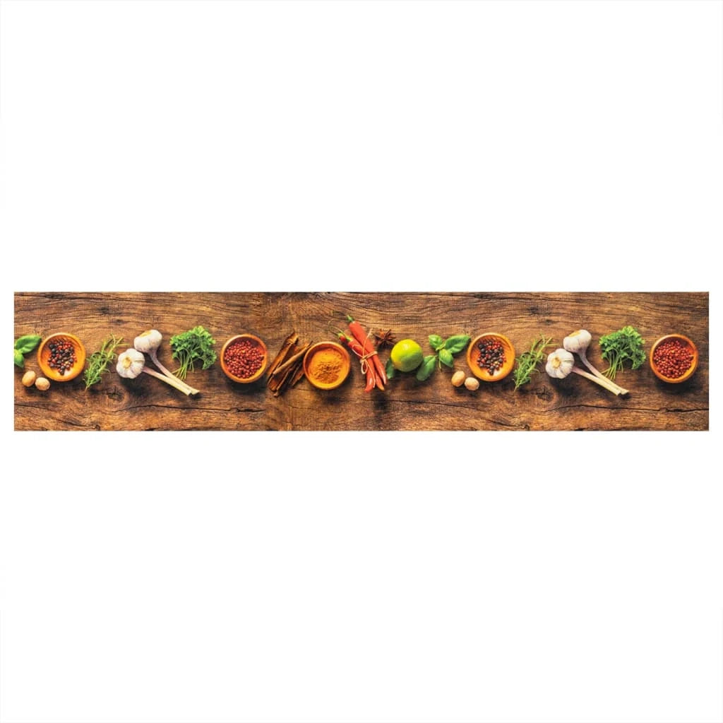Tappetino da cucina lavabile con stampa di spezie antiscivolo 60 x 300 cm velluto multicolore 02_0056446